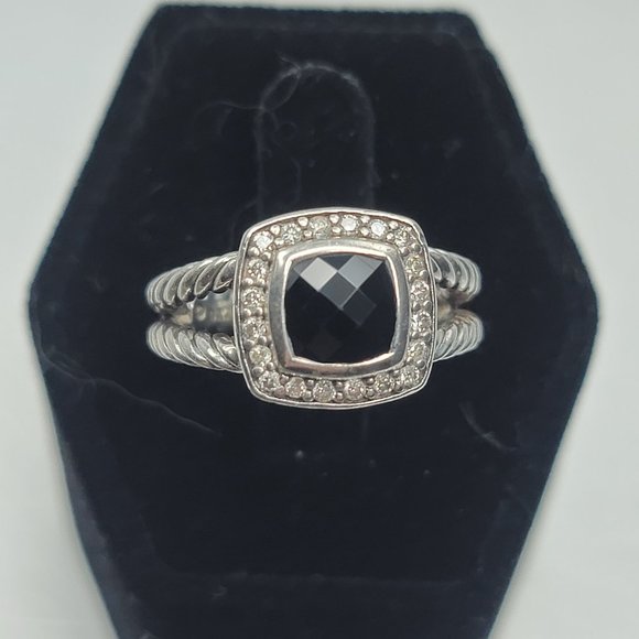 David Yurman 7mm Albion Diamond & Black Onyx ring - Picture 3 of 8